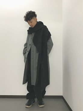 「VOAAOV（ヴォアーブ）のアイテム（ステンカラーコート）」を使った、Bakurenさん（メンズ・172cm）の秋コーディネート