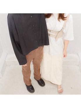 「カップルコーデ」｜「アイテム（その他シューズ）」を使った、ももさん（レディース・154cm）の春コーディネート