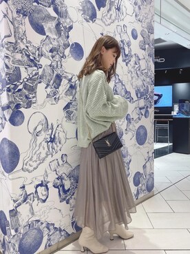 「stradivarius（ストラディバリウス）のアイテム（ニット/セーター）」を使った、りなてぃーさん（レディース・165cm）の冬コーディネート
