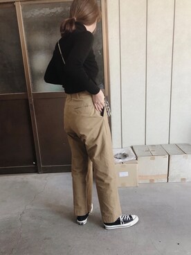 「THE SHINZONE（ザ　シンゾーン）のハイウエストチノパンツ（チノパンツ）」を使った、mさん（レディース・160cm）の冬コーディネート