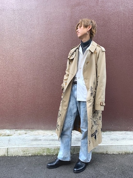 「Wrangler」｜「アイテム（トレンチコート）」を使った、ただくんさん（メンズ・170cm）の春コーディネート