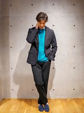 「アイテム（ローファー、ブルー系）」を使った、2ndbmさん（メンズ・174cm）の冬コーディネート