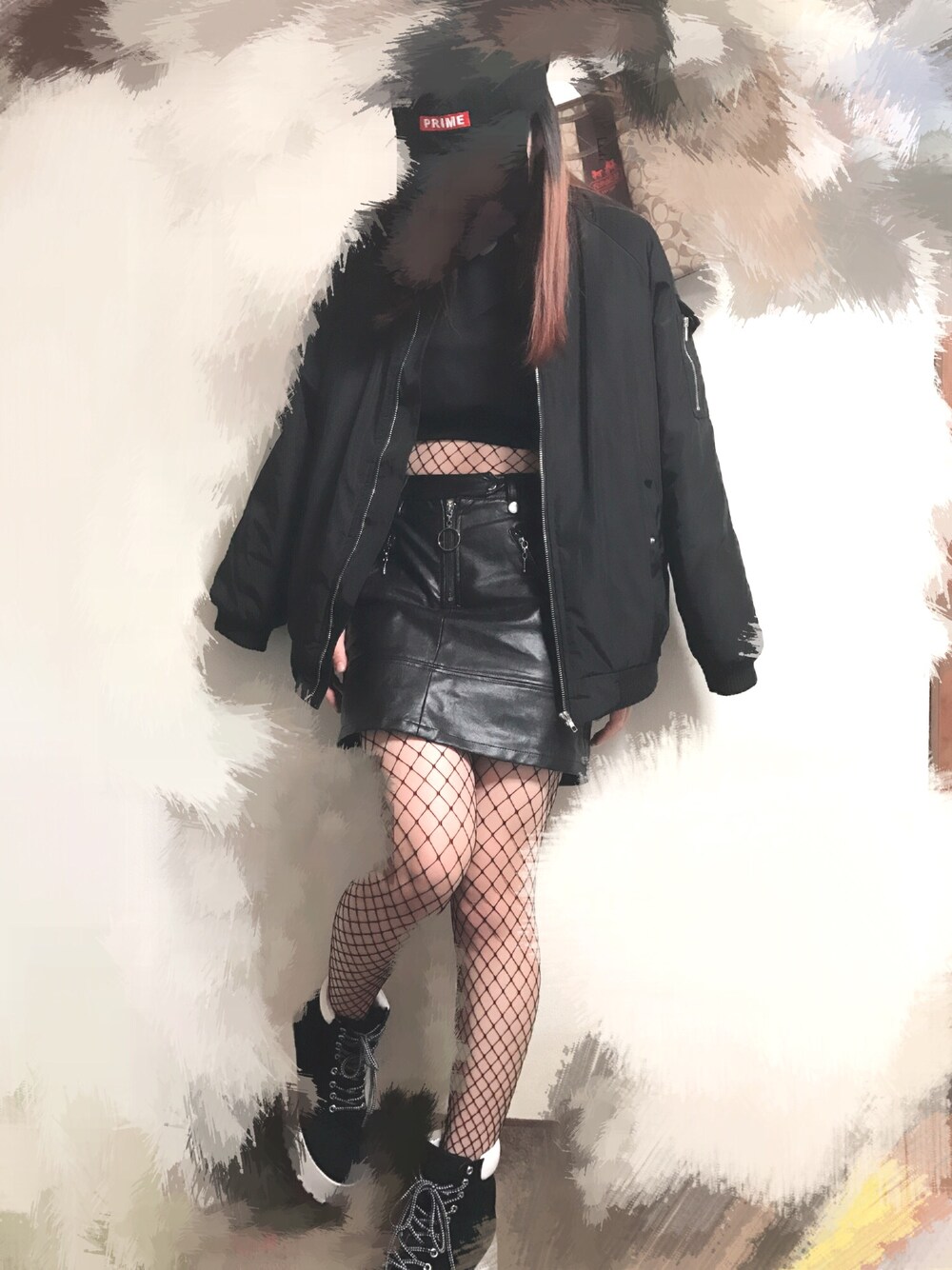 「オールブラック、ヘソだし、着回しコーデ、撮りだめ、プチプラ、通販大好き、いつもありがとうございます、フォロワーもうすぐ100!!」｜「通販のアイテム（Tシャツ/カットソー、ブラック系）」を使った、まなさん（レディース・163cm）の春コーディネートの1枚目の写真
