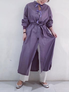 「コーディネート」｜「アイテム（シャツワンピース）」を使った、namiさん（レディース・162cm）の春コーディネート