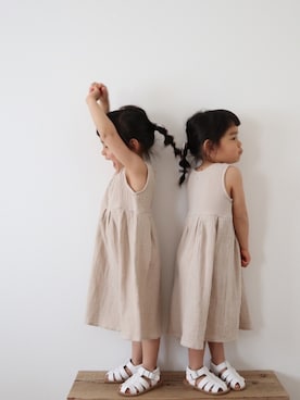 「Birthday（バースデイ）のアイテム（ワンピース/ドレス、ベージュ系）」を使った、ユズ　アンさん（キッズ・100cm）の夏コーディネート