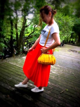 「オレンジスカート」｜なつみさん（レディース・146cm）の秋コーディネート