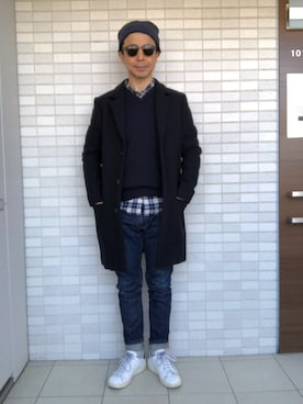 「A.P.C.（アーペーセー）のアイテム（チェスターコート）」を使った、Paulさん（メンズ・171cm）の冬コーディネート