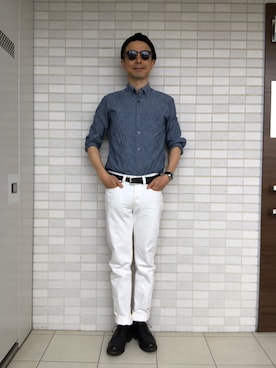 「ネイビー×ホワイト」｜「アイテム（その他シューズ）」を使った、Paulさん（メンズ・171cm）の春コーディネート