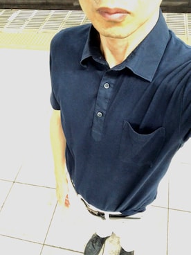 「ネイビー×ホワイト」｜「アイテム（その他シューズ）」を使った、Paulさん（メンズ・171cm）の夏コーディネート