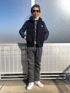 「アイテム（ダウンベスト）」を使った、Paulさん（メンズ・171cm・50代）の冬コーディネート