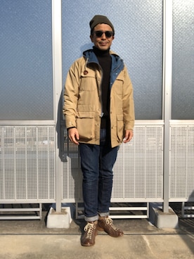 「フレンチカジュアル」｜「アイテム（ニットキャップ/ビーニー）」を使った、Paulさん（メンズ・171cm）の冬コーディネート