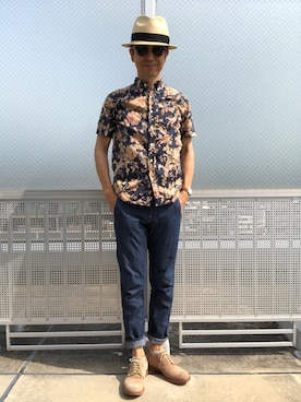 「Denim & Supply Ralph Lauren(デニムアンドサプライラルフローレン)のアイテム(シャツ/ブラウス)」を使った、Paulさん(メンズ・171cm)の夏コーディネート
