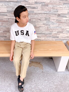 「USA」｜「アイテム（帽子）」を使った、rickyさん（キッズ・125cm）の夏コーディネート