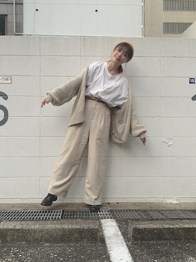 「消えそうな色コーデ」｜「アイテム（ニットキャップ/ビーニー）」を使った、seina☁️さん（レディース・158cm）の秋コーディネート