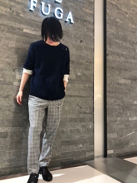 「GOSTAR DE FUGA（ゴスタール ジフーガ）のアイテム（スラックス）」を使った、りょーじさん（メンズ・165cm）の春コーディネート