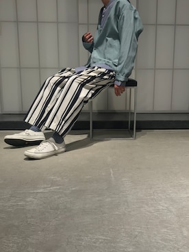「ライトブルー」｜「アイテム（ブルゾン）」を使った、LEOさん（メンズ・178cm）の春コーディネート