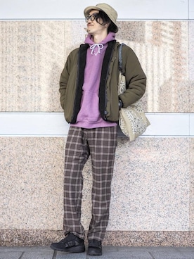 「一押しのアウタースタイル」｜「アイテム（ブルゾン）」を使った、ナカゴミさん（メンズ・184cm）の冬コーディネート