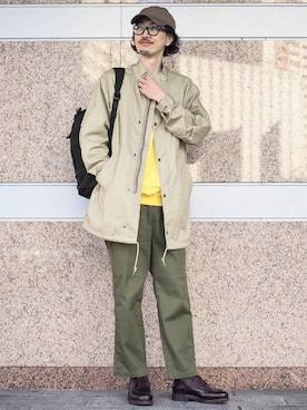 「RELAX」｜「アイテム（その他アウター）」を使った、ナカゴミさん（メンズ・184cm）の冬コーディネート
