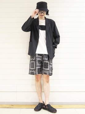 「CHUMS（チャムス）のアイテム（Tシャツ/カットソー）」を使った、ナカゴミさん（メンズ・184cm）の春コーディネート