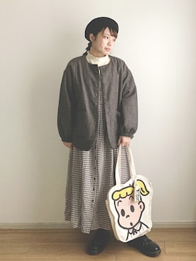 「リンネル（リンネル）のアイテム（バッグ）」を使った、minnさん（レディース・154cm）の冬コーディネート