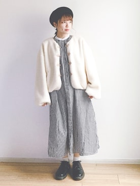 「154cm」｜「アイテム（ブルゾン）」を使った、minnさん（レディース・154cm）の冬コーディネート