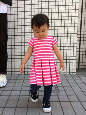 「大好きパパのアイテム（その他、ブラック系）」を使った、Mariko さん（レディース）の春コーディネート