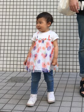 「HAKKA BABY（ハッカベビー）のアイテム（トップス）」を使った、Mariko さん（キッズ・80cm）の春コーディネート