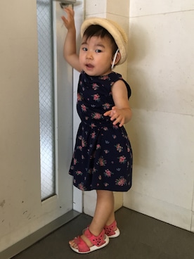 「アイテム（ワンピース/ドレス、ブルー系）」を使った、Mariko さん（キッズ・80cm）の夏コーディネート
