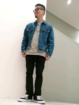 「セントジェームス」｜「アイテム（デニムジャケット）」を使った、D.nakamuraさん（メンズ・170cm）の春コーディネート