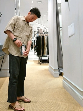 「カットオフ」｜「アイテム（サンダル）」を使った、D.nakamuraさん（メンズ・170cm）の夏コーディネート
