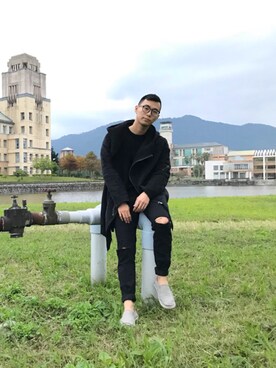 「ZARA（ザラ）のアイテム（モッズコート）」を使った、wen wenさん（メンズ・172cm）の冬コーディネート
