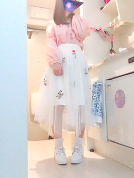 「アイテム（チューブトップ）」を使った、うたさん（レディース・154cm・10代）の春コーディネート