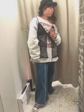 「LEE」｜「アイテム（キャスケット）」を使った、マンモスコスモスさん（レディース・151cm）の冬コーディネート