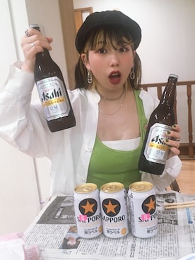 「ハンチング」｜「アイテム（キャミソール）」を使った、マンモスコスモスさん（レディース・151cm）の春コーディネート