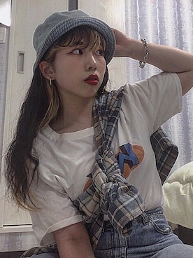 「Kappa（カッパ）のアイテム（帽子）」を使った、マンモスコスモスさん（レディース・151cm）の春コーディネート