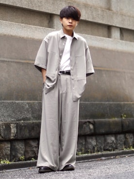 「EMMA CLOTHES（エマクローズ）のアイテム（セットアップ）」を使った、かやさん（メンズ・170cm）の春コーディネート