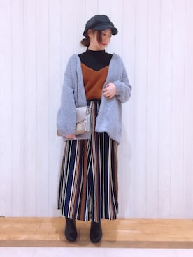 「ファー」｜「アイテム（アンサンブル）」を使った、Suzuさん（レディース・158cm）の秋コーディネート