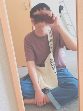 「UNIQLO（ユニクロ）のスーピマコットンクルーネックT（半袖）＋E（Tシャツ/カットソー、ホワイト系）」を使った、はらぺこさん（メンズ・179cm）の夏コーディネート
