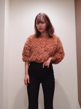 「モコモコカーディガン」｜ YUKINAさん（レディース・160cm）の秋コーディネート