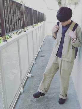 「MASTER&Co（マスターアンドコー）のアイテム（チノパンツ）」を使った、まみむめも。さん（メンズ・163cm）の春コーディネート