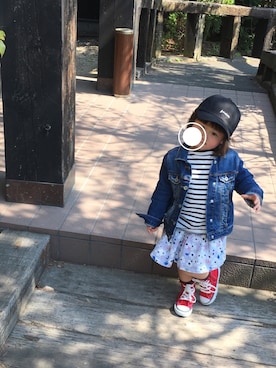 「PETIT BATEAU（プチバトー）のアイテム（スカート）」を使った、HANA_.さん（キッズ・90cm）の春コーディネート