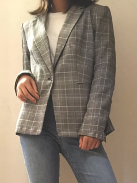 「H&M（エイチ・アンド・エム）のアイテム（スーツジャケット、グレー系）」を使った、Ꭱさん（レディース）の秋コーディネート