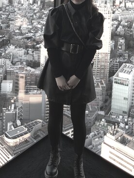 「ZARA（ザラ）のアイテム（ワンピース、ブラック系）」を使った、Ꭱさん（レディース）の冬コーディネート