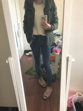 「POLO RALPH LAUREN（ポロ ラルフ ローレン）のアイテム（Tops、ホワイト系）」を使った、黃以葯さん（レディース・155cm）の秋コーディネート