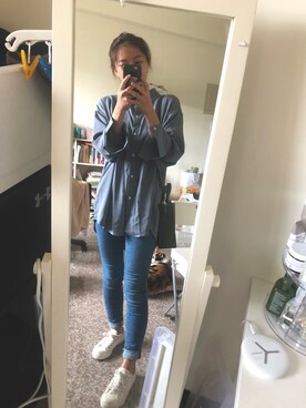 「MUJI Labo（ムジラボ）のアイテム（Shoes、ホワイト系）」を使った、黃以葯さん（レディース・155cm）の夏コーディネート