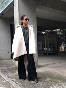 「AMERI」｜「アイテム（ステンカラーコート）」を使った、Akaneさん（レディース・155cm）の冬コーディネート