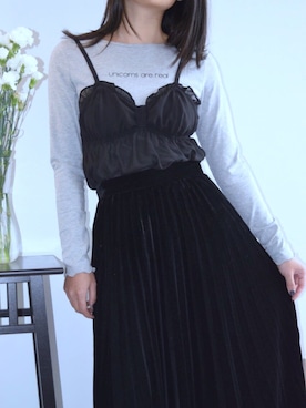 「skirt」｜「アイテム（アンダーウェア）」を使った、Mindy  Zouさん（レディース・160cm）の冬コーディネート