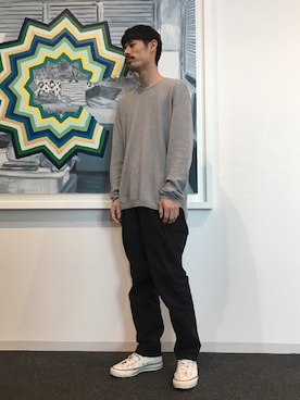 「Graphpaper（グラフペーパー）のアイテム（ニット/セーター）」を使った、inadenさん（メンズ・175cm）の春コーディネート
