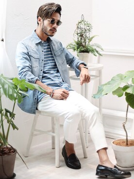 「jiggys shop（ジギーズショップ）のアイテム（チノパンツ）」を使った、JIGGYS SHOP PRESSさん（メンズ・180cm）の夏コーディネート