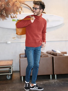 「jiggys shop（ジギーズショップ）のアイテム（バッグ）」を使った、JIGGYS SHOP PRESSさん（メンズ・180cm）の秋コーディネート